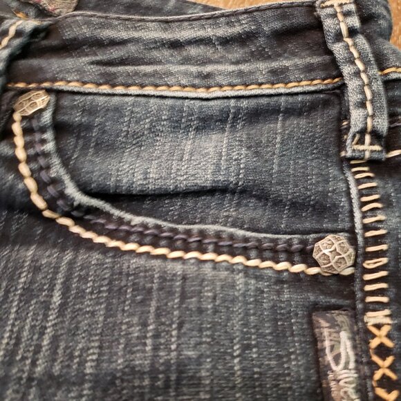 women's dark wash Silver Aiko Bootcut Jeans Sz 27 x 33, western contrast stitch - Picture 8 of 16